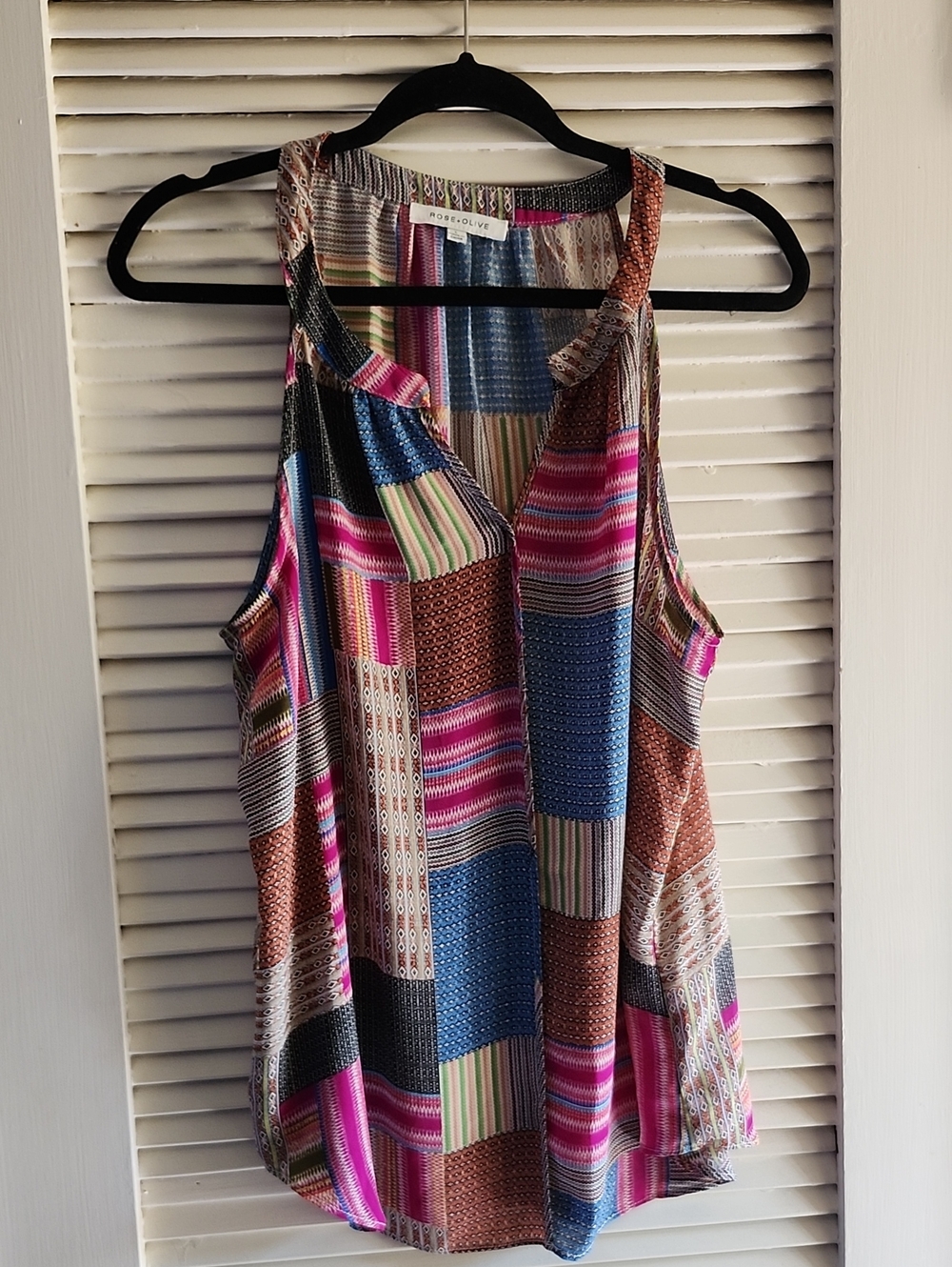 Rose & Olive Multicolor Patchwork Flowy Tank